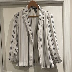 New Look White and Black Striped Blazer